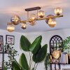 Chehalis ceiling light, globe light gold, black, 10-light sources