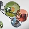 Koyoto ceiling light, globe light 82 cm blue, green, coppery, 7-light sources