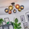 Koyoto ceiling light, globe light 82 cm blue, green, coppery, 7-light sources