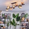 Chehalis ceiling light, globe light blue, green, clear, coppery, 10-light sources