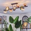 Chehalis ceiling light, globe light blue, green, clear, coppery, 10-light sources