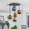 Koyoto ceiling light, globe light blue, chrome, gold, green, coppery, Smoke-coloured, 5-light sources