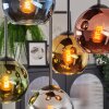 Koyoto ceiling light, globe light blue, chrome, gold, green, coppery, Smoke-coloured, 5-light sources