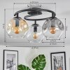 Ripoll ceiling light, globe light Amber, clear, Smoke-coloured, 3-light sources