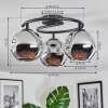 Ripoll ceiling light, globe light chrome, Smoke-coloured, 3-light sources