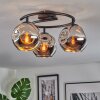 Ripoll ceiling light, globe light chrome, Smoke-coloured, 3-light sources