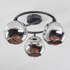 Ripoll ceiling light, globe light chrome, Smoke-coloured, 3-light sources