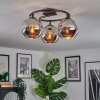 Ripoll ceiling light, globe light chrome, Smoke-coloured, 3-light sources
