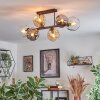 Ripoll ceiling light, globe light Amber, clear, Smoke-coloured, 6-light sources