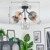 Koyoto ceiling light, globe light 52 cm Amber, clear, Smoke-coloured, 5-light sources
