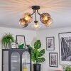 Koyoto ceiling light, globe light 52 cm Amber, clear, Smoke-coloured, 5-light sources