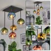 Koyoto ceiling light, globe light blue, gold, green, clear, coppery, 5-light sources