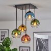 Koyoto ceiling light, globe light blue, gold, green, clear, coppery, 5-light sources