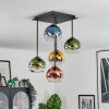 Koyoto ceiling light, globe light blue, gold, green, clear, coppery, 5-light sources