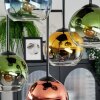 Koyoto ceiling light, globe light blue, gold, green, clear, coppery, 5-light sources