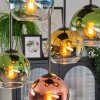 Koyoto ceiling light, globe light blue, gold, green, clear, coppery, 5-light sources