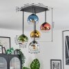 Koyoto ceiling light, globe light blue, gold, green, clear, coppery, Smoke-coloured, 5-light sources