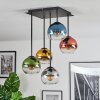 Koyoto ceiling light, globe light blue, gold, green, clear, coppery, Smoke-coloured, 5-light sources