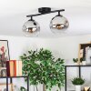 Ripoll ceiling light, globe light chrome, clear, Smoke-coloured, 2-light sources