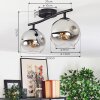 Ripoll ceiling light, globe light chrome, clear, Smoke-coloured, 2-light sources