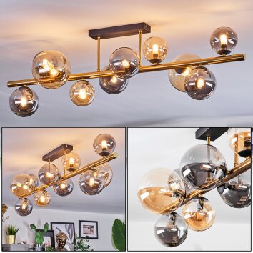 Chehalis ceiling light, globe light gold, black, 10-light sources
