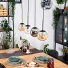 Gastor hanging light, globe light, pendant light Amber, clear, Smoke-coloured, 4-light sources