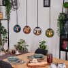 Gastor hanging light, globe light, pendant light blue, chrome, green, coppery, Smoke-coloured, 4-light sources