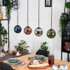 Gastor hanging light, globe light, pendant light blue, chrome, green, coppery, Smoke-coloured, 4-light sources