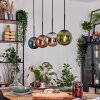 Gastor hanging light, globe light, pendant light blue, chrome, green, coppery, Smoke-coloured, 4-light sources