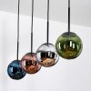 Gastor hanging light, globe light, pendant light blue, chrome, green, coppery, Smoke-coloured, 4-light sources