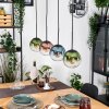 Gastor hanging light, globe light, pendant light blue, green, clear, coppery, 4-light sources