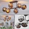 Ripoll ceiling light, globe light chrome, Smoke-coloured, 6-light sources