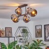 Ripoll ceiling light, globe light chrome, Smoke-coloured, 6-light sources