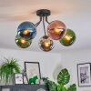 Gastor ceiling light, globe light 52 cm blue, chrome, green, coppery, Smoke-coloured, 5-light sources