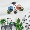 Gastor ceiling light, globe light 52 cm blue, chrome, green, coppery, Smoke-coloured, 5-light sources