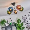 Gastor ceiling light, globe light 52 cm blue, chrome, green, coppery, Smoke-coloured, 5-light sources