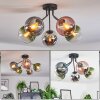 Gastor ceiling light, globe light 52 cm blue, chrome, green, clear, coppery, Smoke-coloured, 5-light sources