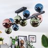 Chehalis ceiling light, globe light blue, green, coppery, 10-light sources