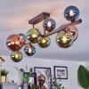 Chehalis ceiling light, globe light blue, green, coppery, 10-light sources