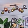 Chehalis ceiling light, globe light blue, green, coppery, 10-light sources