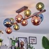 Chehalis ceiling light, globe light blue, green, coppery, 10-light sources
