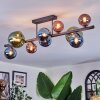 Chehalis ceiling light, globe light blue, green, coppery, 10-light sources