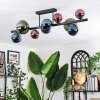 Chehalis ceiling light, globe light blue, green, coppery, 10-light sources