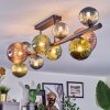 Chehalis ceiling light, globe light blue, green, coppery, 10-light sources