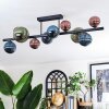 Chehalis ceiling light, globe light blue, green, coppery, 10-light sources