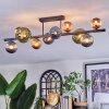 Chehalis ceiling light, globe light blue, green, coppery, 10-light sources