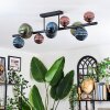 Chehalis ceiling light, globe light blue, green, coppery, 10-light sources