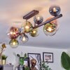 Chehalis ceiling light, globe light blue, green, clear, coppery, 10-light sources