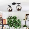 Ripoll ceiling light, globe light chrome, Smoke-coloured, 2-light sources