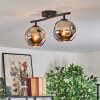 Ripoll ceiling light, globe light chrome, Smoke-coloured, 2-light sources